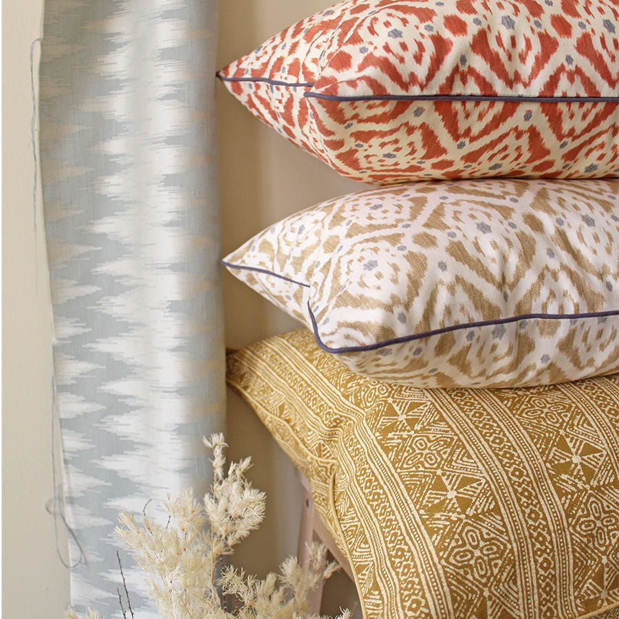 Ochre throw clearance pillows